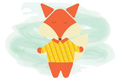 Cartoon cute fox illustration. Vector flat cartoon  character animal. Stock Illustration