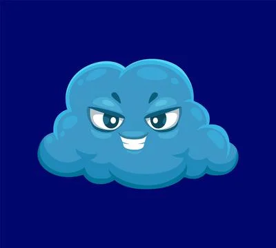 Cartoon cute grey evil cloud weather character Illustrazione stock