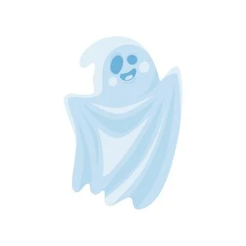 Cartoon cute halloween ghost. Vector illustration. Illustrazione stock