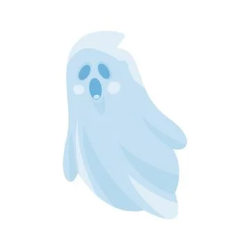 Cartoon cute halloween ghost. Vector illustration. Stock Illustration
