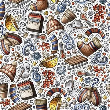 Cartoon cute doodles hand drawn Designer seamless pattern Stock