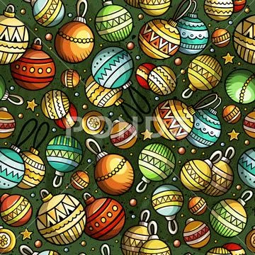Cartoon cute hand drawn Xmass seamless pattern Stock Illustration