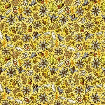 Cartoon cute Honey seamless pattern Stock Illustration