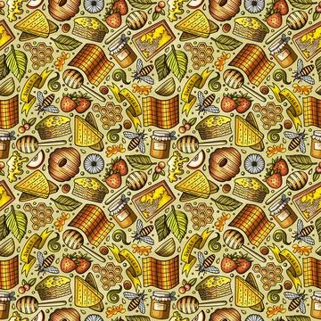 Cartoon cute Honey seamless pattern Stock Illustration