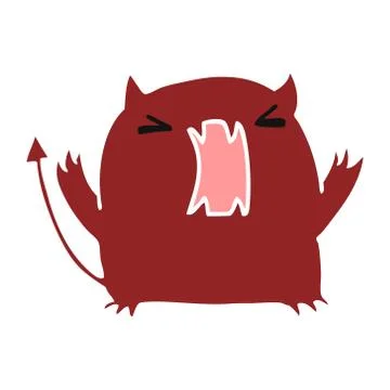 Cartoon of a cute kawaii devil 스톡 일러스트