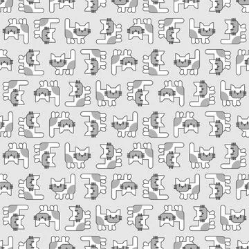 Cartoon cute kitten pattern seamless. pet background. Baby fabric texture Stock Illustration