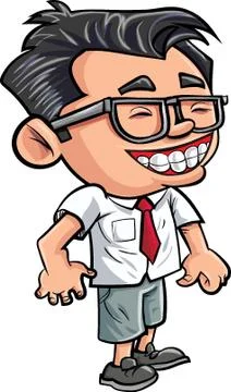 Cartoon cute nerd boy Stock Illustration