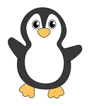 Cartoon Cute Penguin Character. Vector flat illustration on white background. Stock Illustration