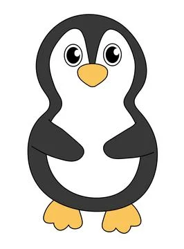 Cartoon Cute Penguin Character. Vector flat illustration on white background. Stock Illustration