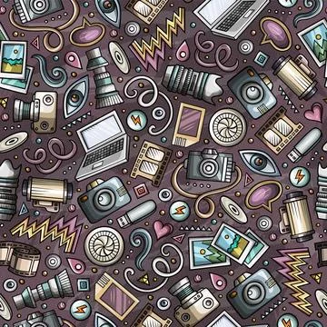 Cartoon cute Photo seamless pattern Stock Illustration