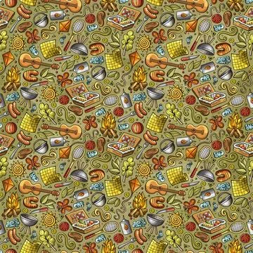 Cartoon cute Picnic seamless pattern Stock Illustration