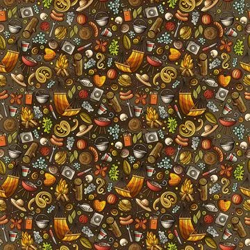 Cartoon cute Picnic seamless pattern Stock Illustration