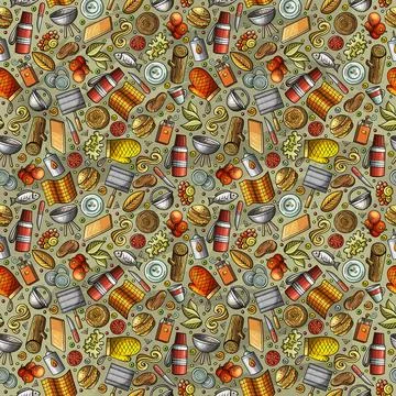 Cartoon cute Picnic seamless pattern Stock Illustration
