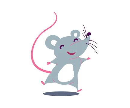 Cartoon cute rat in simple flat style. Vector illustration Stock Illustration
