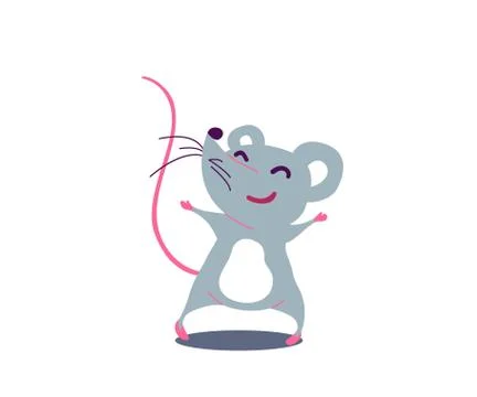 Cartoon cute rat in simple flat style. Vector illustration Stock Illustration