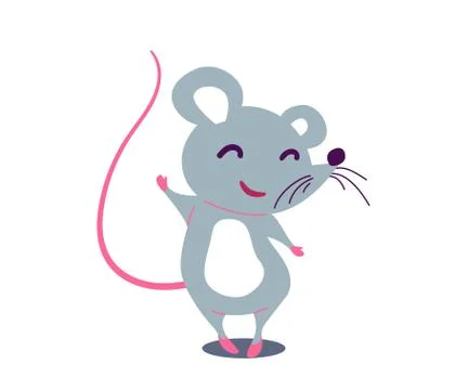 Cartoon cute rat in simple flat style. Vector illustration Stock Illustration