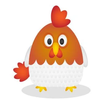 Cartoon cute rooster on a rounded shape. Stock Illustration