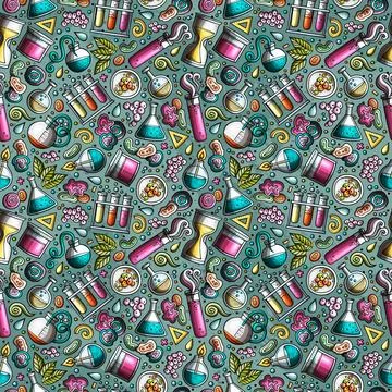 Cartoon cute Science seamless pattern Illustrazione stock