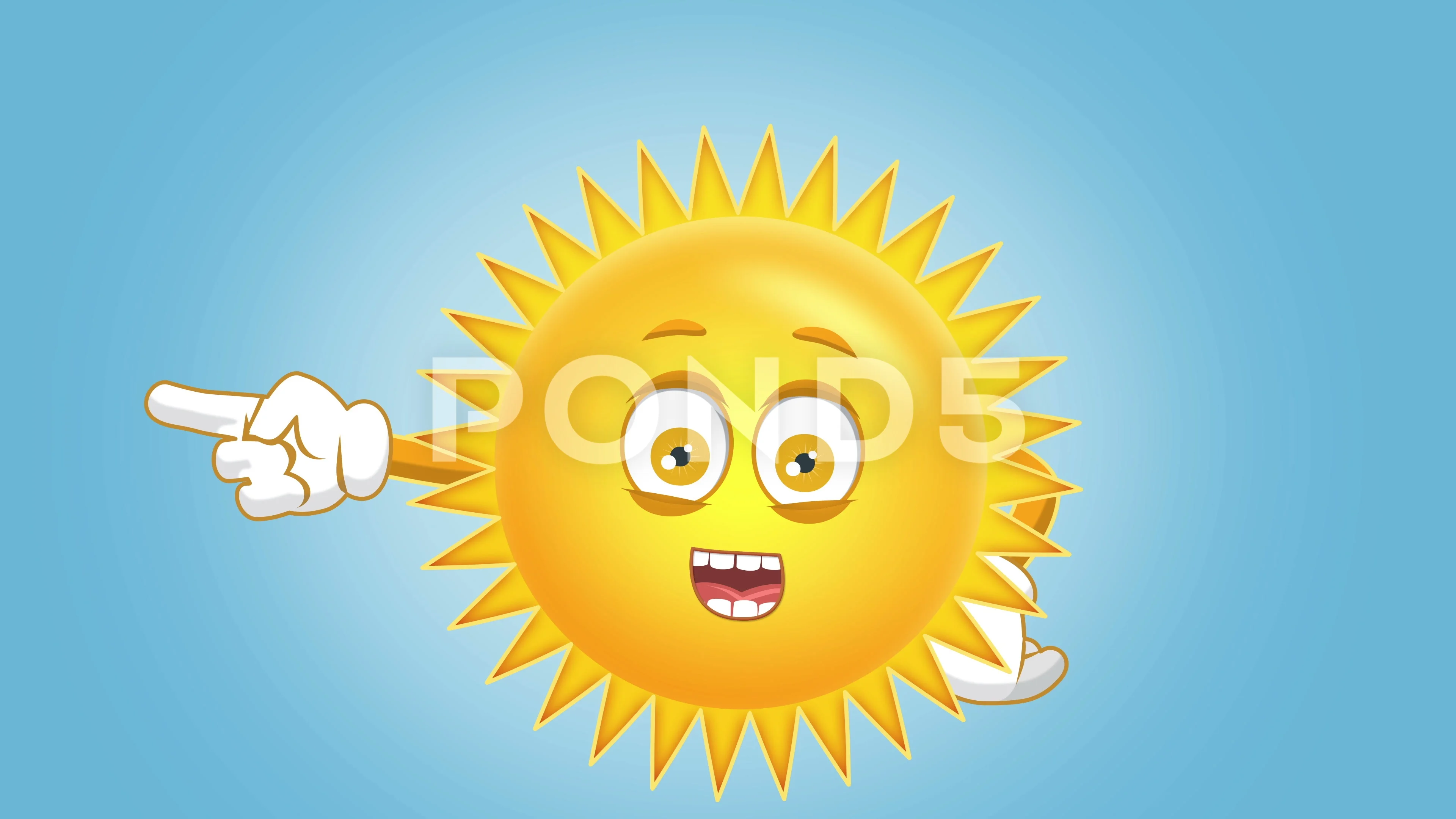 Cartoon Cute Sun Happy Left Pointer Spea... | Stock Video | Pond5