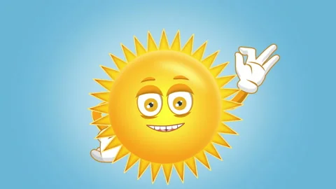 Cartoon Cute Sun Ok Hand Gesture with Fa... | Stock Video | Pond5