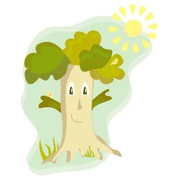 Cartoon cute Trees. Vector Illustration. Stock Illustration