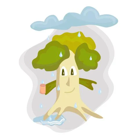 Cartoon cute Trees. Vector Illustration. Stock Illustration