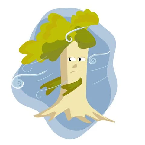 Cartoon cute Trees. Vector Illustration. Stock Illustration