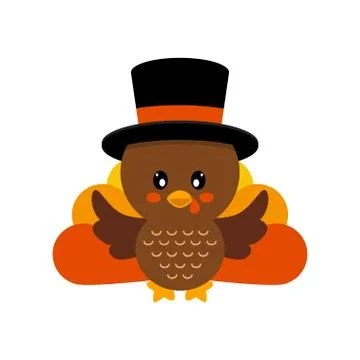 Cartoon cute turkey vector in hat Stockillustratie