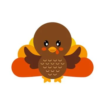 Cartoon cute turkey vector Stock Illustration