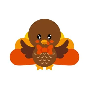 Cartoon cute turkey vector with tie Illustrazione stock