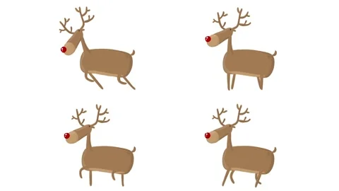 Cartoon Cute Vector Deer walking with Alpha Matte Transparent background wishing Stock Footage 153552441