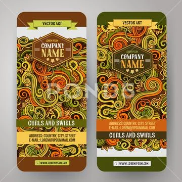 Cartoon cute vector doodles curls, swirls banners Stock Illustration
