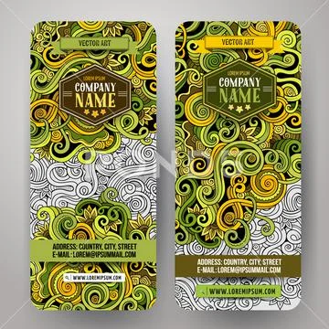 Cartoon cute vector doodles curls, swirls banners Stock Illustration
