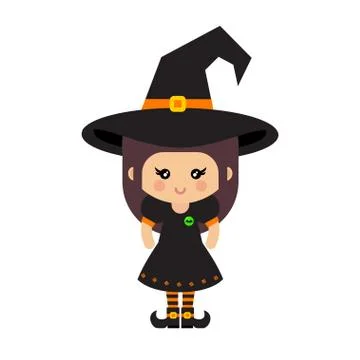 Cartoon cute witch vector in hat  Stock Illustration