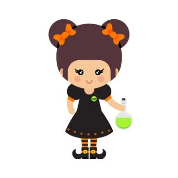 Cartoon cute witch vector with magic potion Illustrazione stock