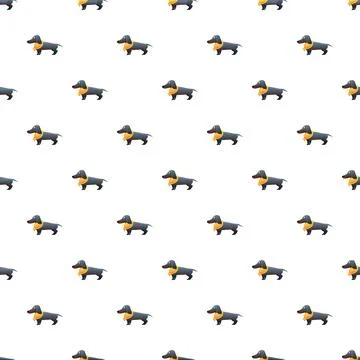 Cartoon dachshund dog seamless pattern background creating wallpaper Stock Illustration