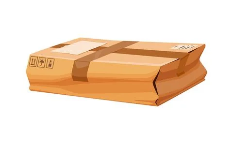 Cartoon damaged box, crumpled post parcel Stock Illustration