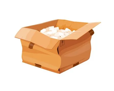 Cartoon damaged box, crushed post package Stock Illustration