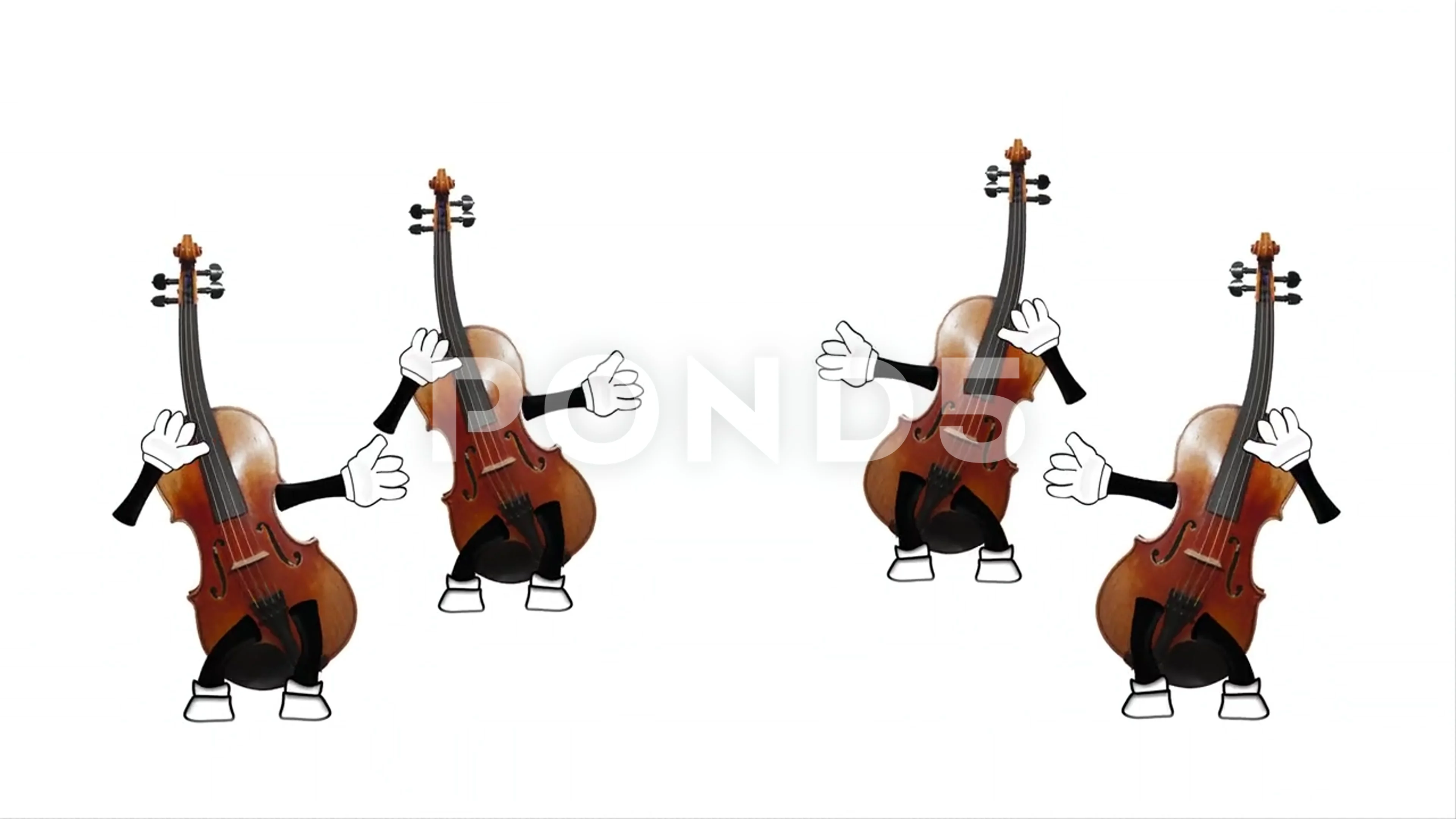 Cartoon .Dancing fiddles / violins, danc... | Stock Video | Pond5