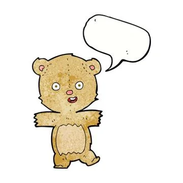 Cartoon dancing teddy bear with speech bubble Illustrazione stock