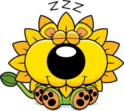 Cartoon Dandelion Lion Napping Ilustración de archivo