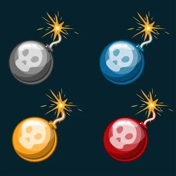 Cartoon Dangerous multicolored Bombs イラスト素材