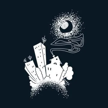 Cartoon dark city. Stock Illustration