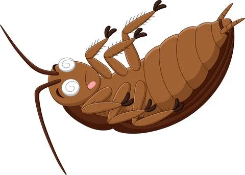 Cartoon dead cockroach on white background Stock Illustration