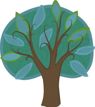 Cartoon deciduous tree. isolated 스톡 일러스트