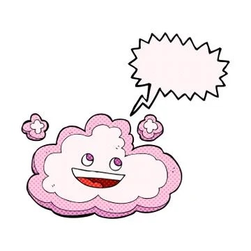 Cartoon decorative cloud with speech bubble Stock Illustration