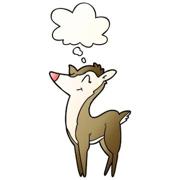 Cartoon deer and thought bubble in smooth gradient style 스톡 일러스트