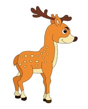 Cartoon a deer on white background Stock Illustration