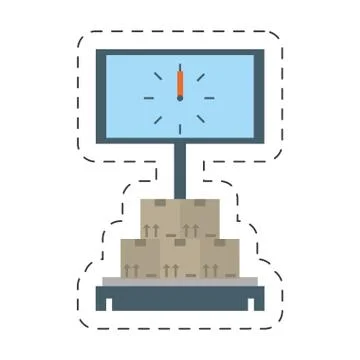 Cartoon delivery weight scale boxes Stock Illustration