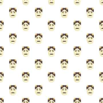 Cartoon demon mask faces repeating seamless pattern 库存插图